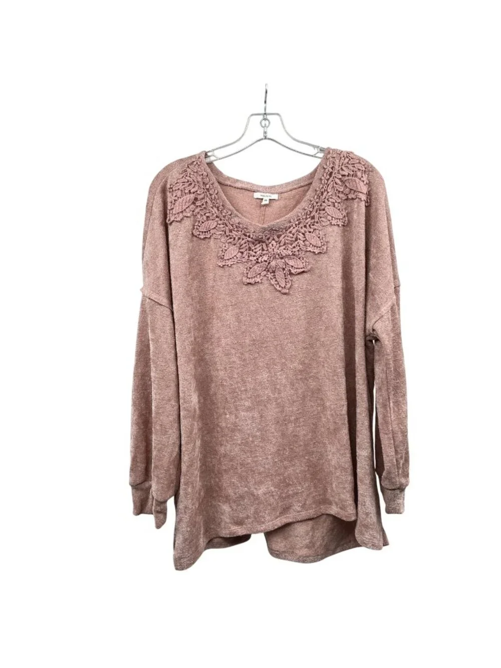 Maurices Womens Pink/Silver Glitter Sweater Embroidered Size 2X